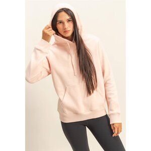 Double Zero Blush Pink Cotton Blend Kangaroo Pocket Sweatshirt Hoodie Pullover